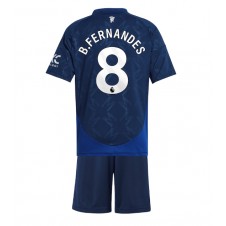 Manchester United Bruno Fernandes #8 Bortedraktsett Barn 2024-25 Kortermet (+ korte bukser)